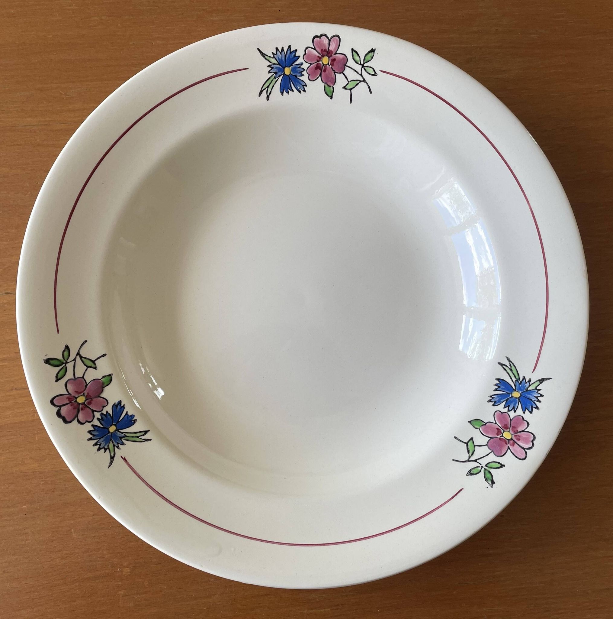 6 old earthenware soup plates from Salins-lès-Bains (Jura)