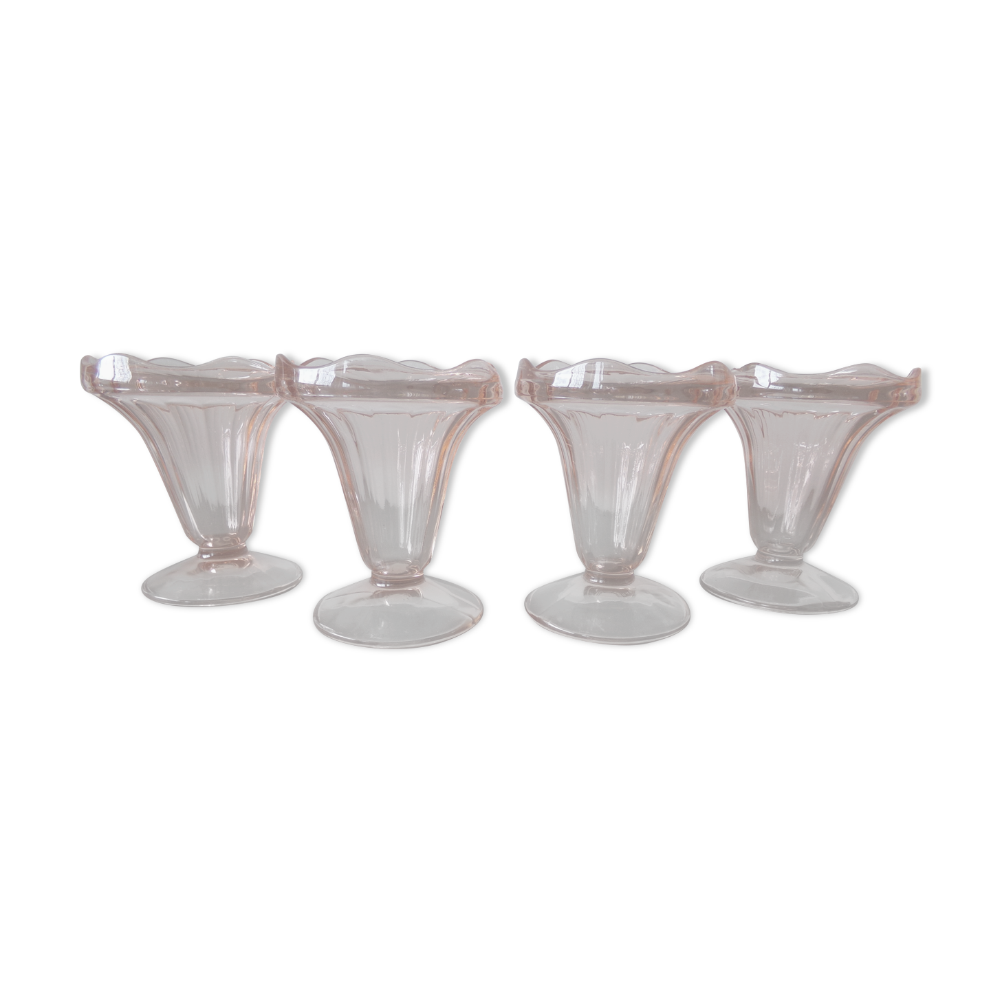 4 old ice cream cups/pink glass dessert