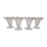 4 coupes anciennes à glaces/dessert verre rose
