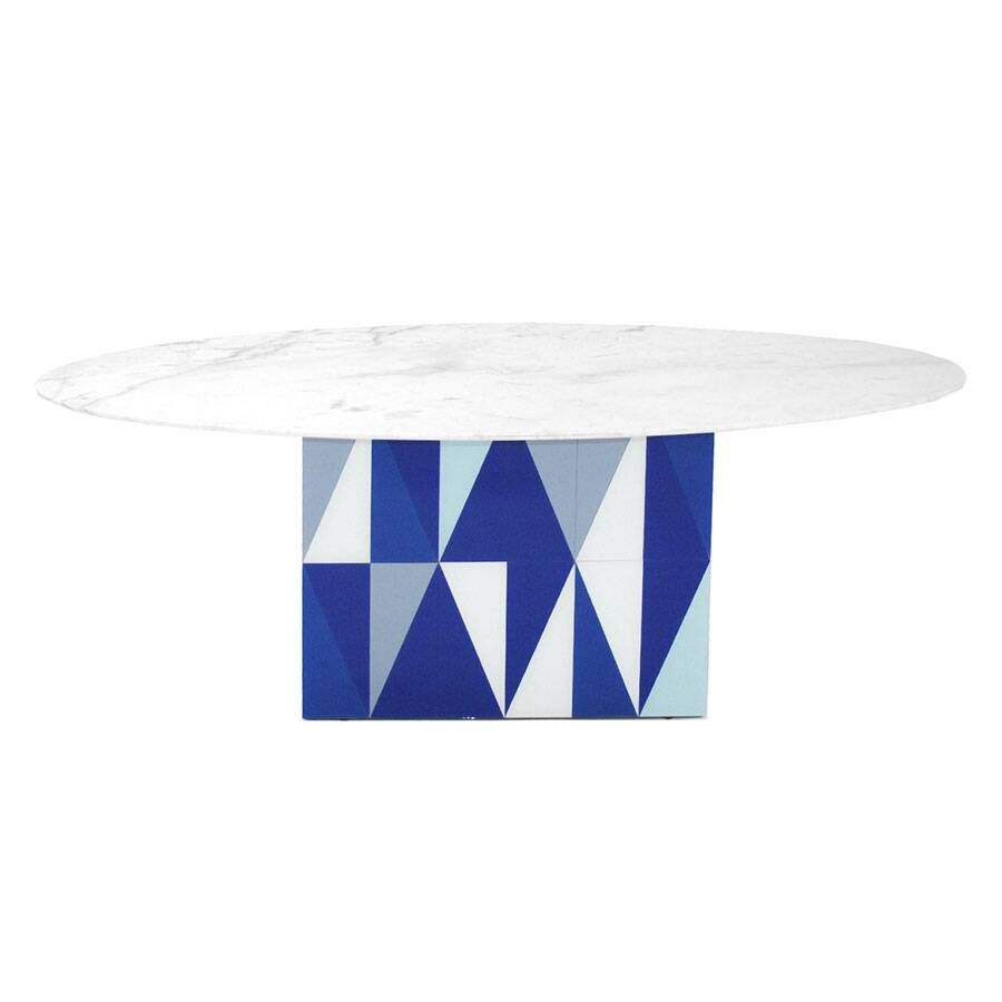 Contemporary Wood Italian Dining Table with Marble Top After Gio Ponti