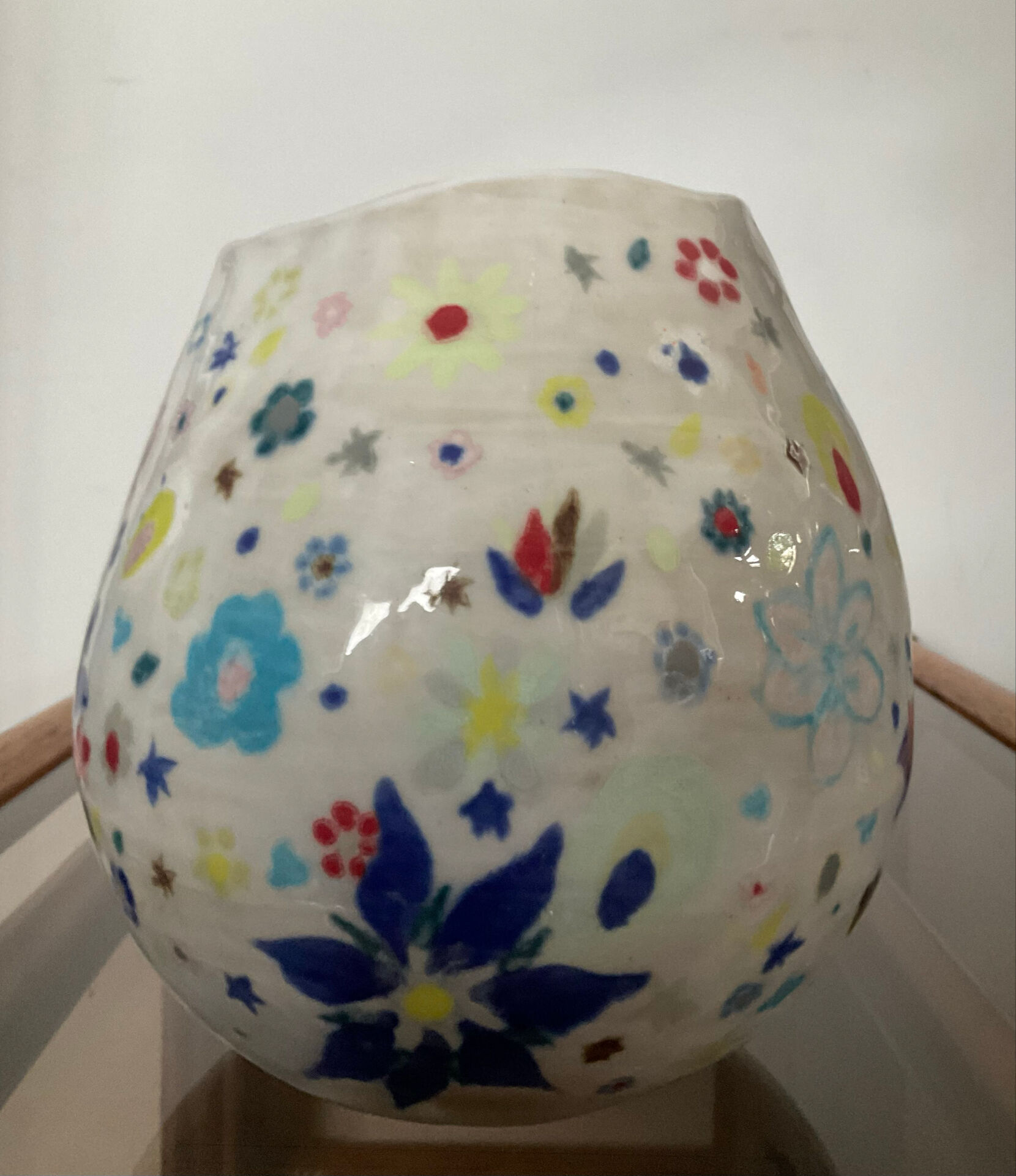 Vase boule vintage en céramique émaillé décor Millefiori