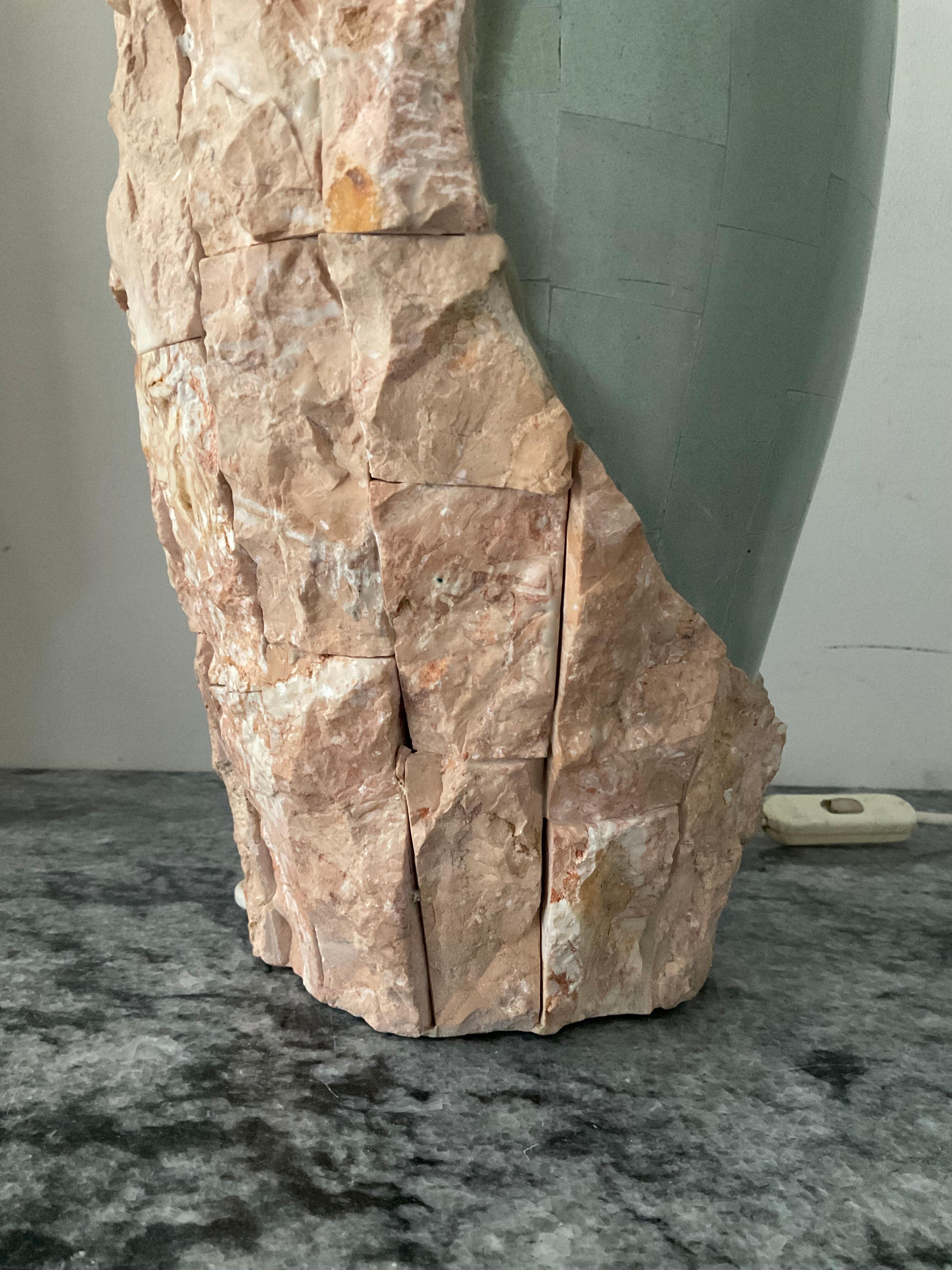 Vintage lamp base in Mactan stone and green marble.