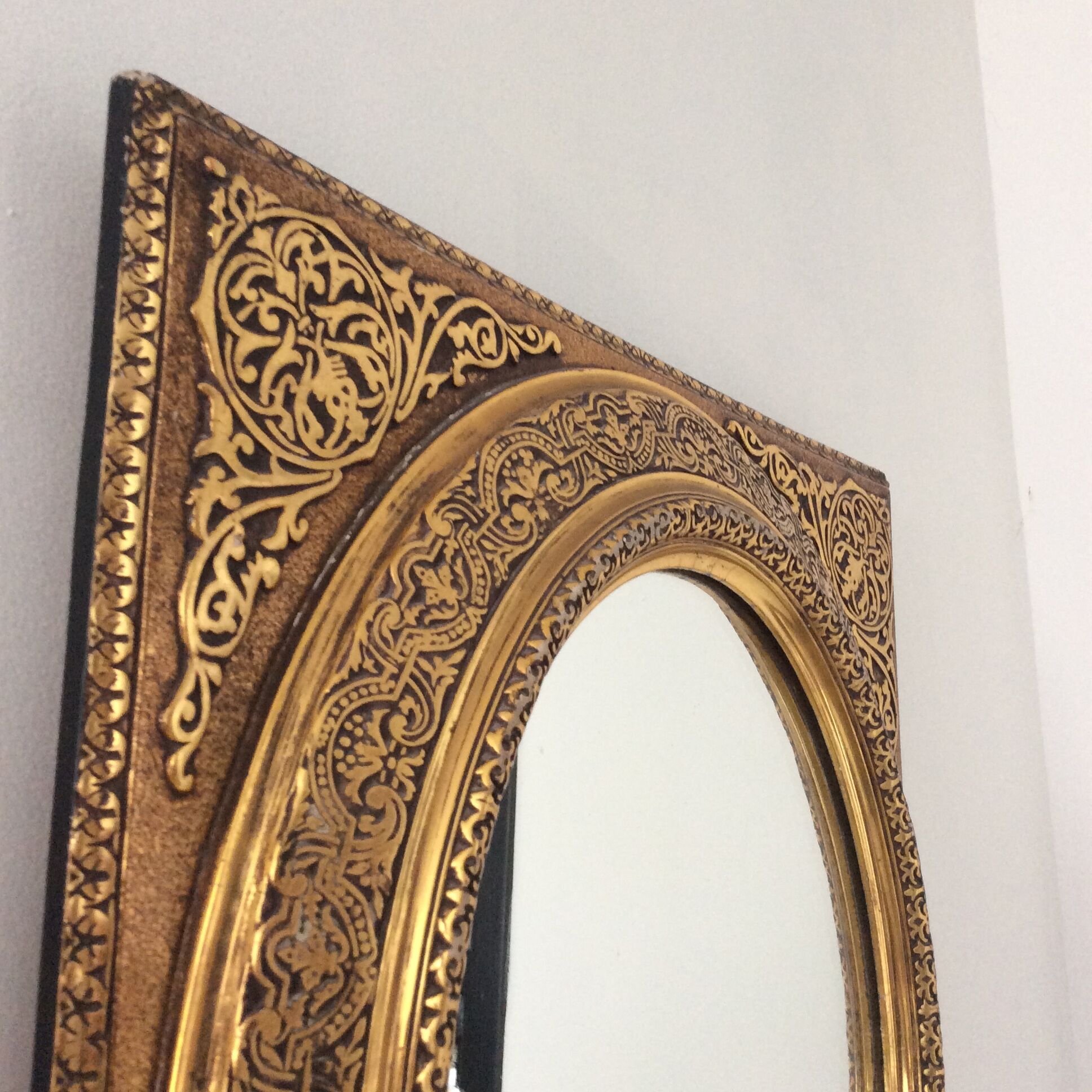 Old gilded carved wooden mirror - 56x47cm