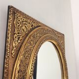 Old gilded carved wooden mirror - 56x47cm
