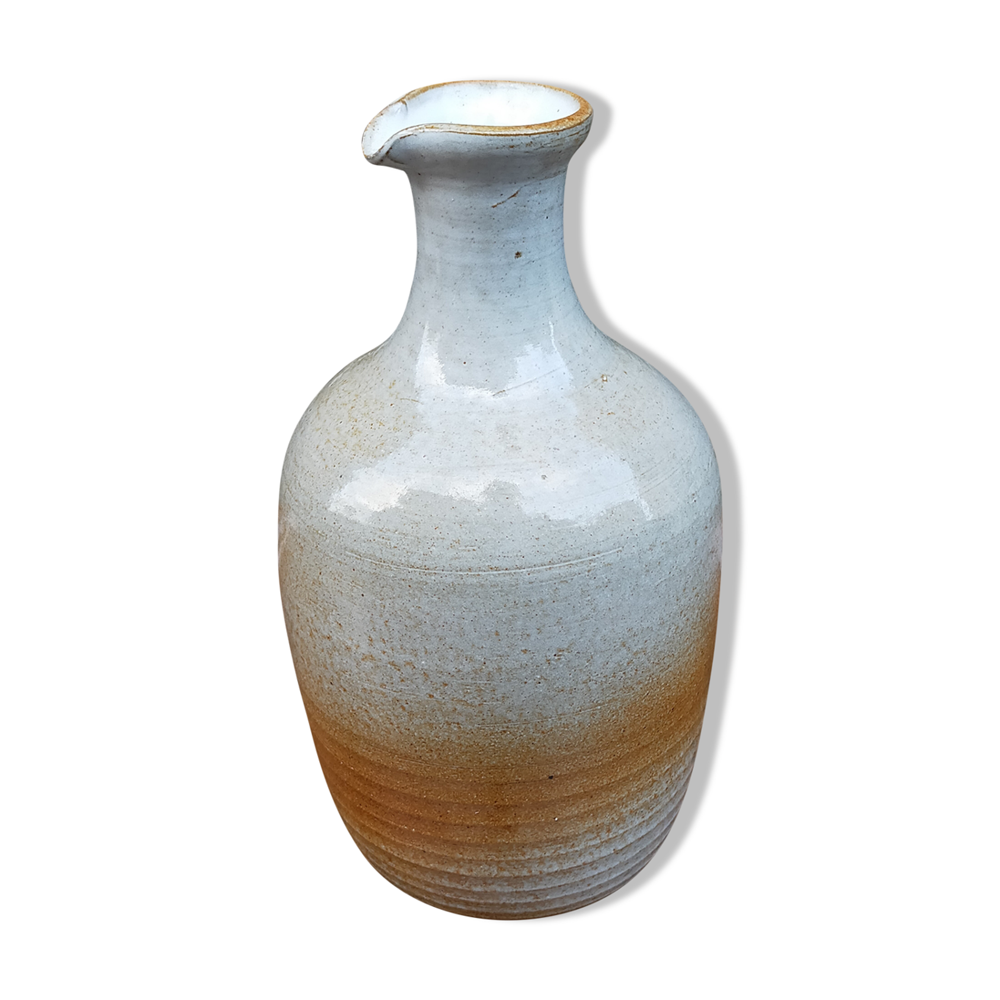 Light stoneware potter's bottle with vintage spout