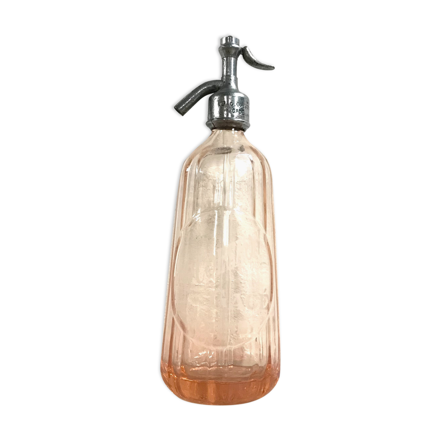 Old pink glass siphon