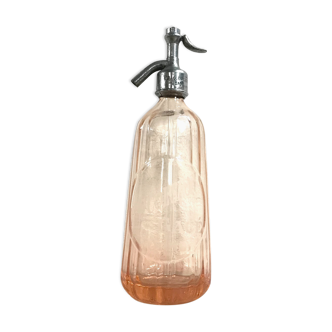 Siphon ancien en verre rose