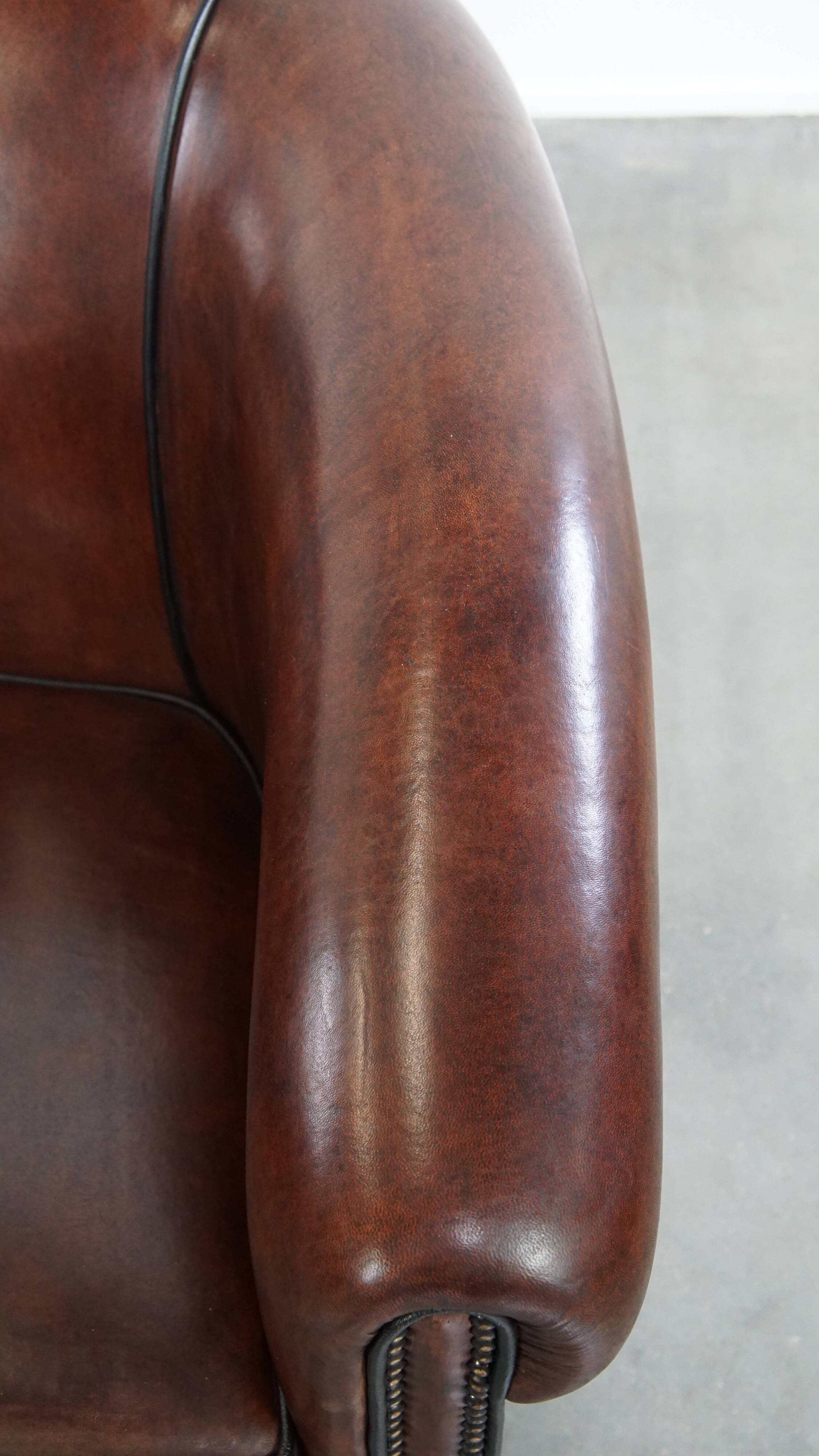 Sheepskin Leather Club Chair with Black Piping