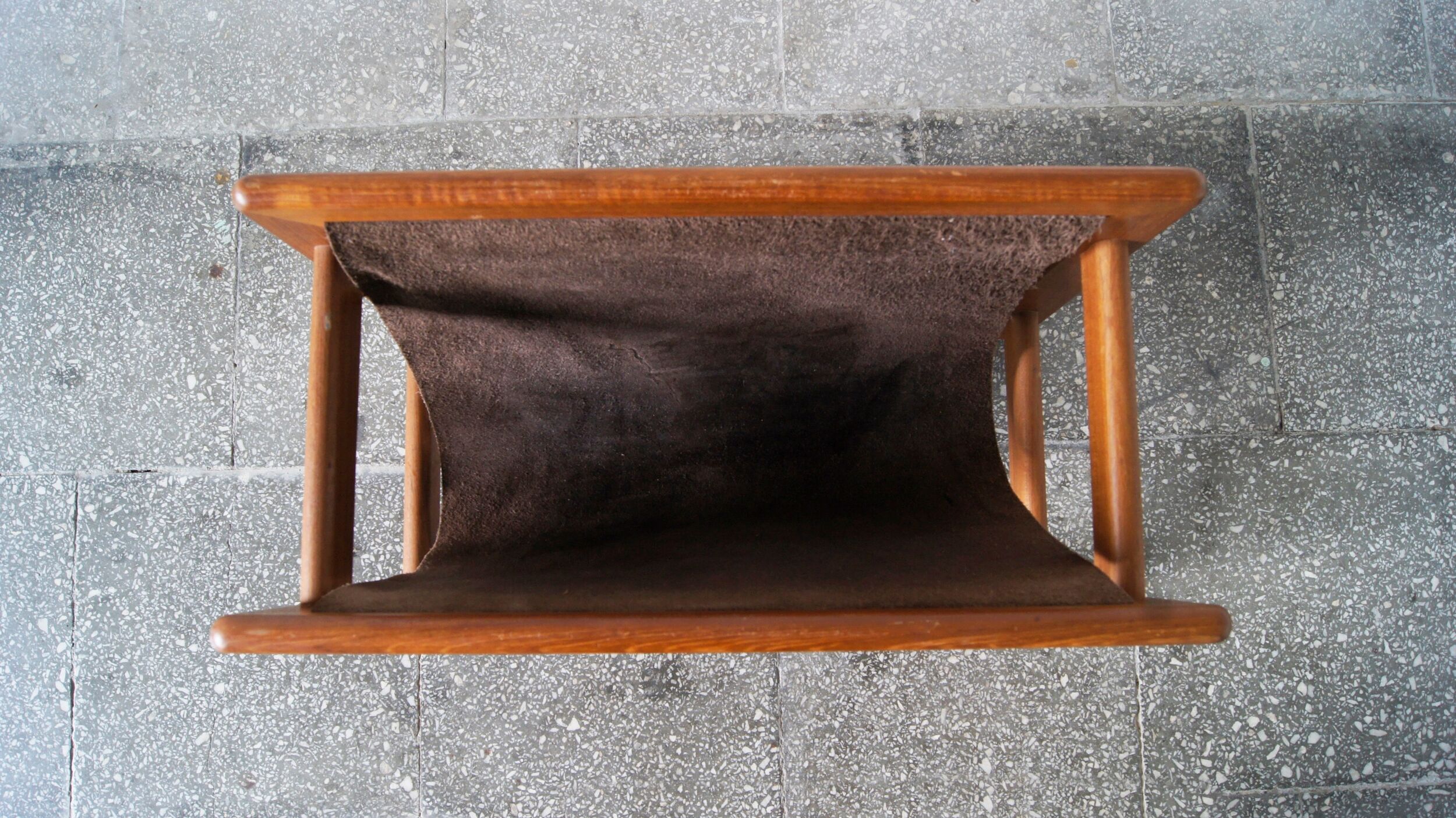 Mid-Century Danish Modern Teak & Leather Magazine Rack from Salin Mobler