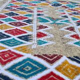 Tapis gris multicolore fait main - 118x68cm