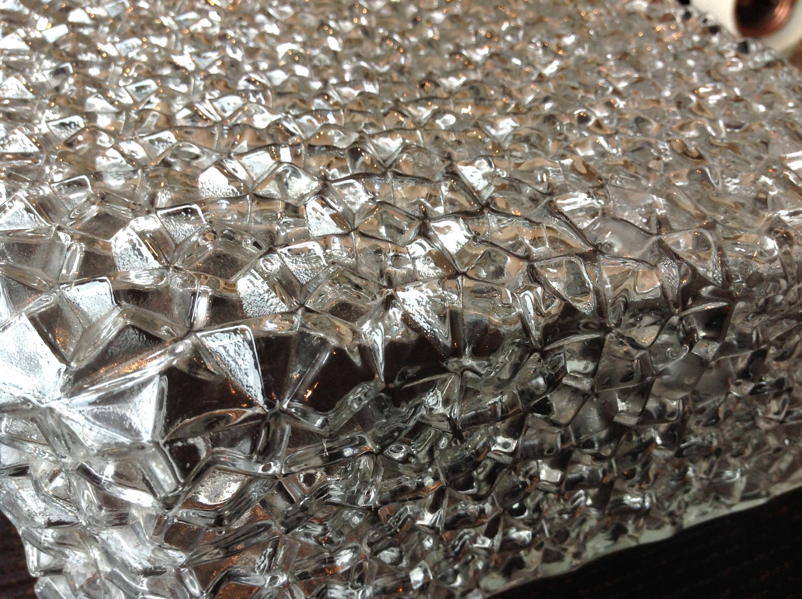 Square diamond-tipped glass ceiling light by RZB Leuchten / vintage 60s-70s