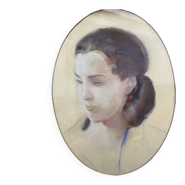 Lucien-Victor Guirand de Scevola (1871-1950) Portrait d'une jeune femme, 1928 pastel, ovale