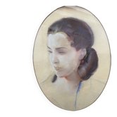 Lucien-Victor Guirand de Scevola (1871-1950) Portrait d'une jeune femme, 1928 pastel, ovale