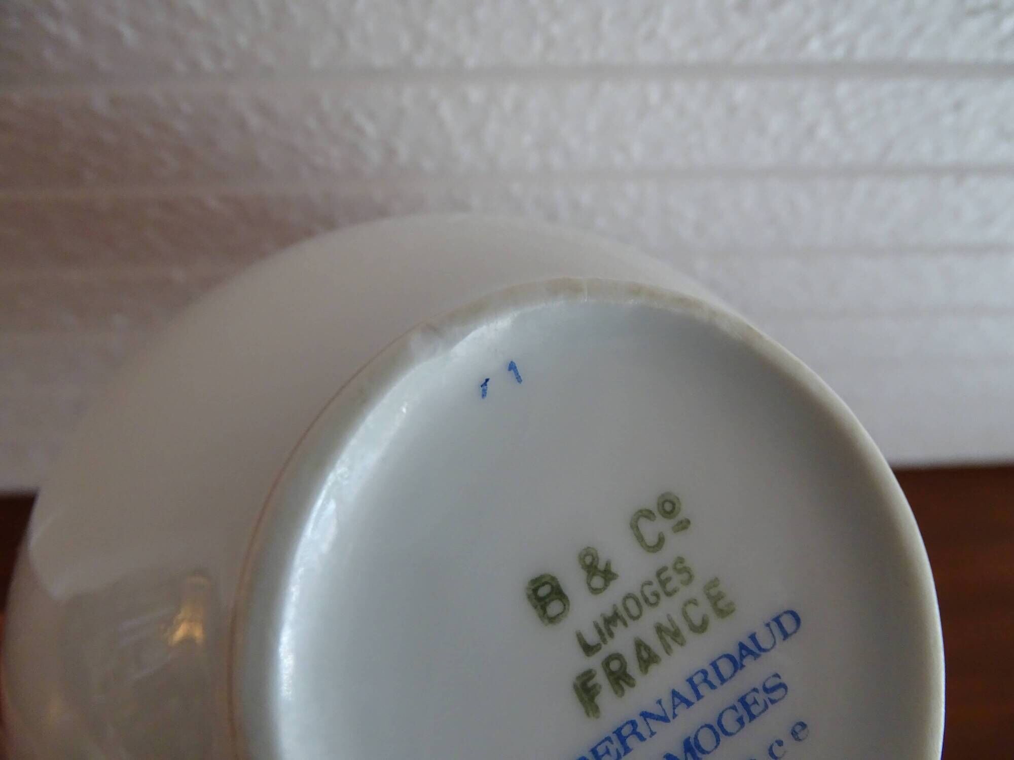2 Bernardaud Limoges porcelain chocolate cups dolphin model - B & Cie