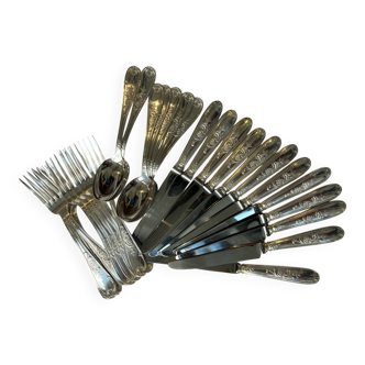 28-piece silver-plated cutlery set in Louis XV style.