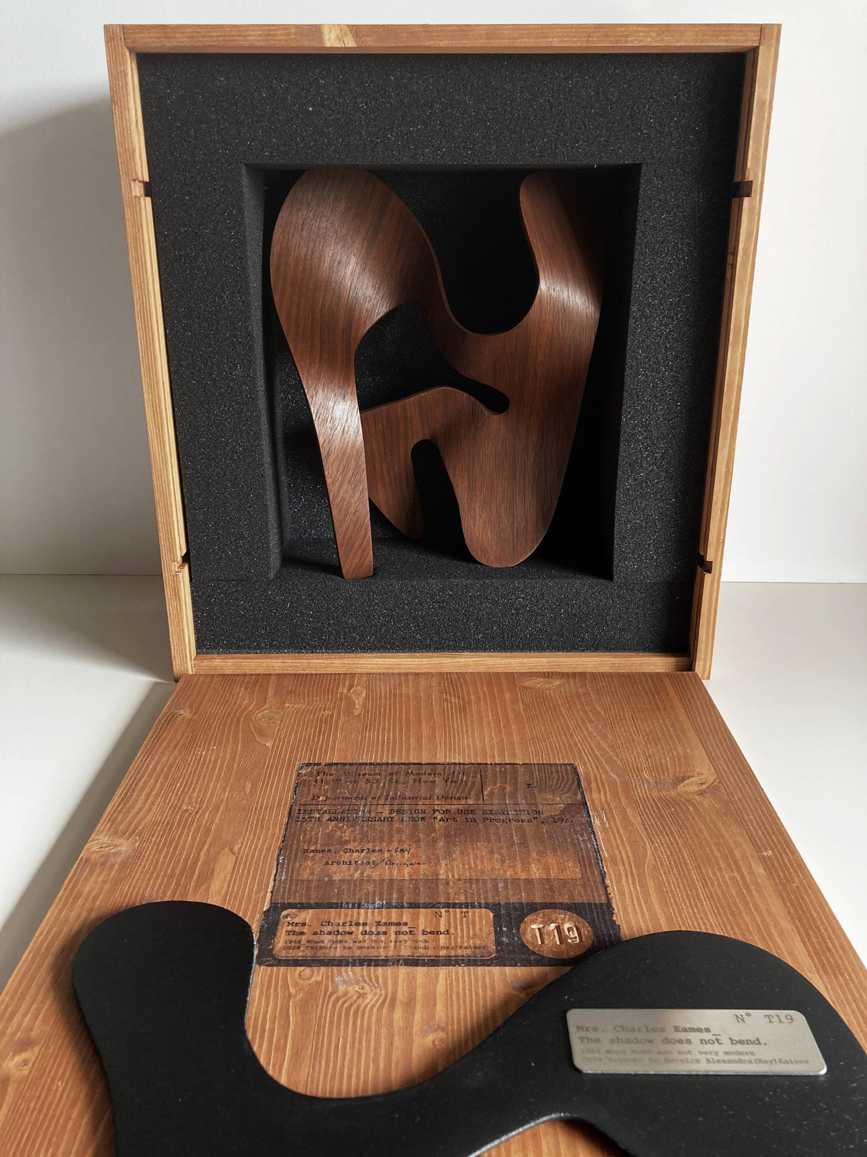 Mrs. Charles Eames_ The shadow does not bend, walnut plywood sculpture