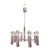 Space Age tubular chrome metal chandelier, 1970s