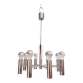 Space Age tubular chrome metal chandelier, 1970s