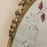 Gilded bronze mirror and screen-printed glass with flower motif