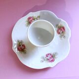 Porcelain egg cup with shabby chic style floral bouquet decoration Romanticism