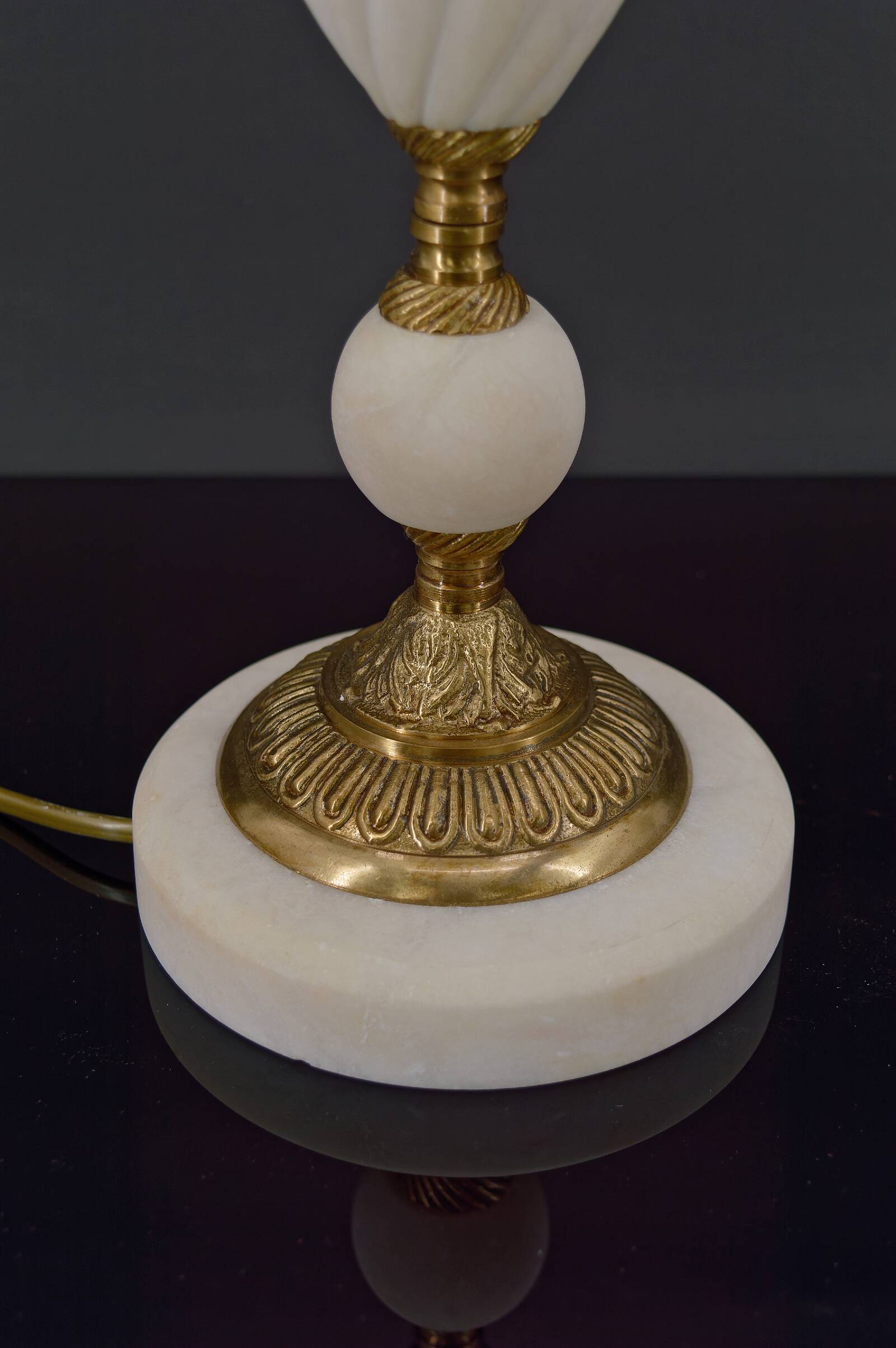 White neoclassical style lamp in alabaster and bronze, italy, circa 1950