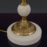 White neoclassical style lamp in alabaster and bronze, italy, circa 1950