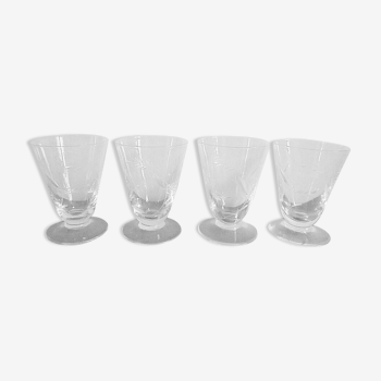Lot 4 glasses aperitif crystal chiseled conical shape