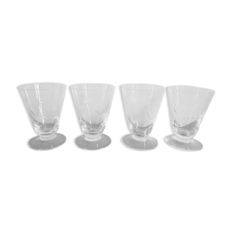 Lot 4 glasses aperitif crystal chiseled conical shape