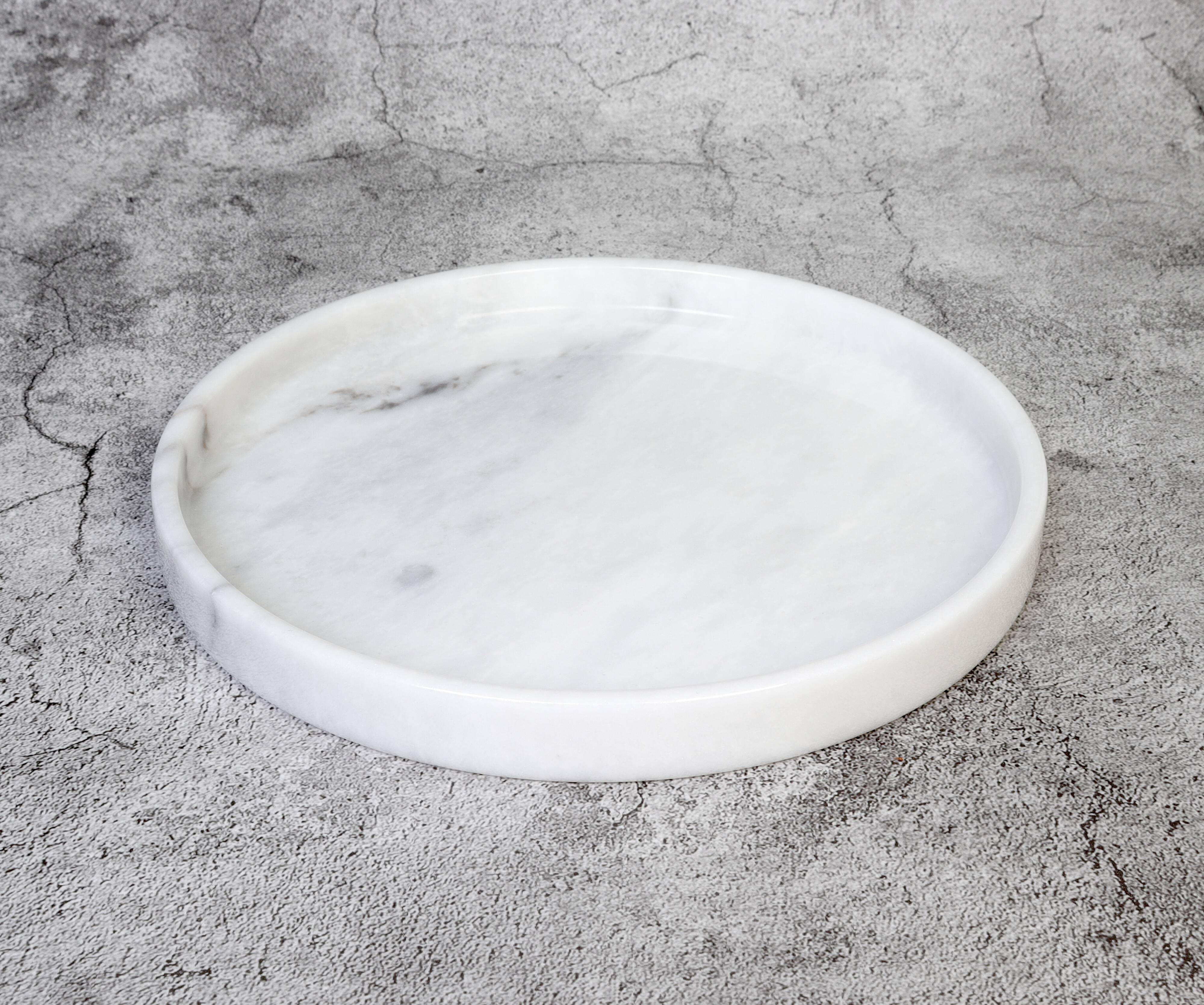 Gabriella – White Round Natural Marble Tray