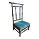 Antique prie-dieu chair in twisted black wood and blue velvet seat