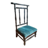 Antique prie-dieu chair in twisted black wood and blue velvet seat