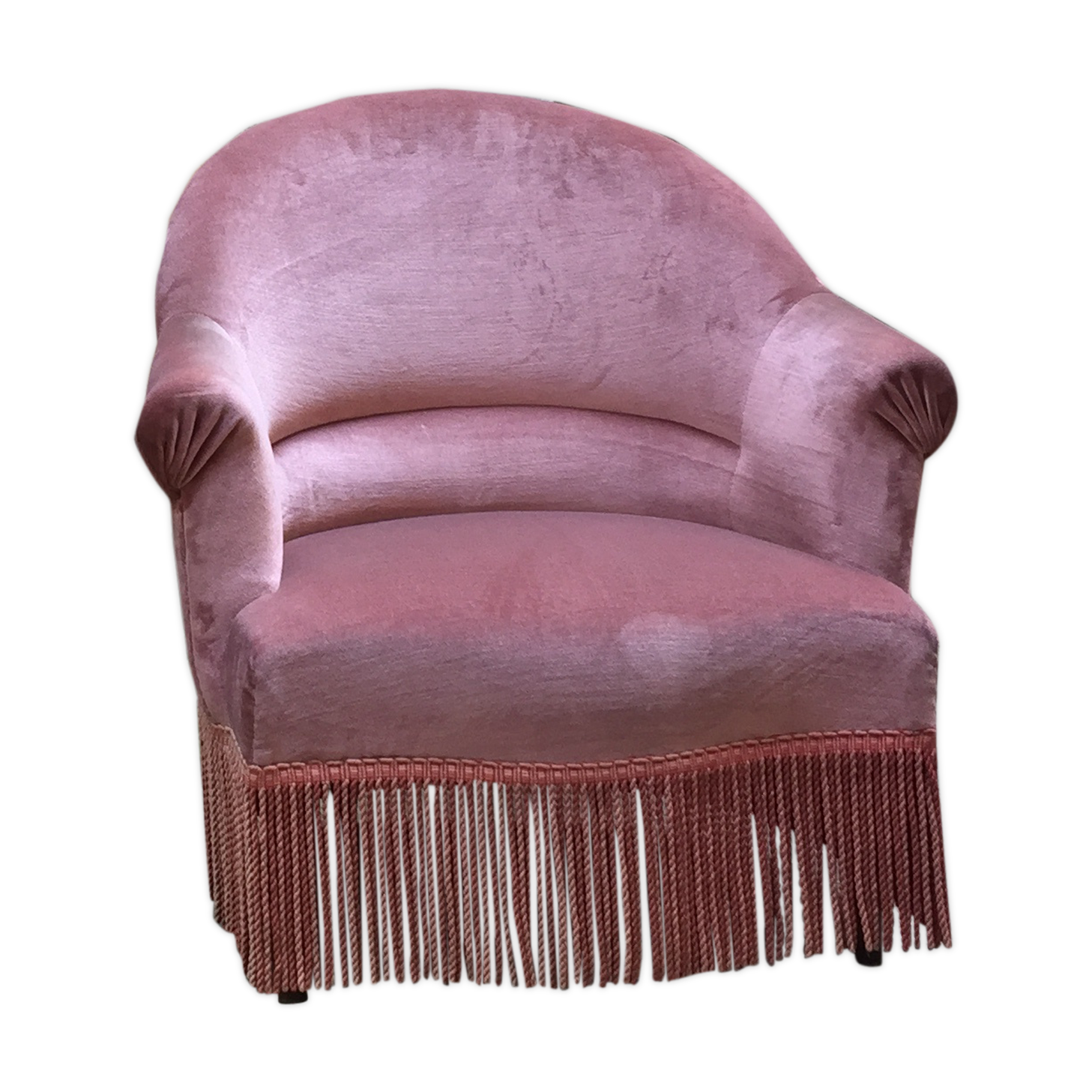 Pink velvet toad armchair