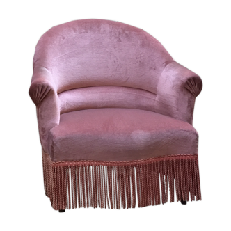 Pink velvet toad armchair