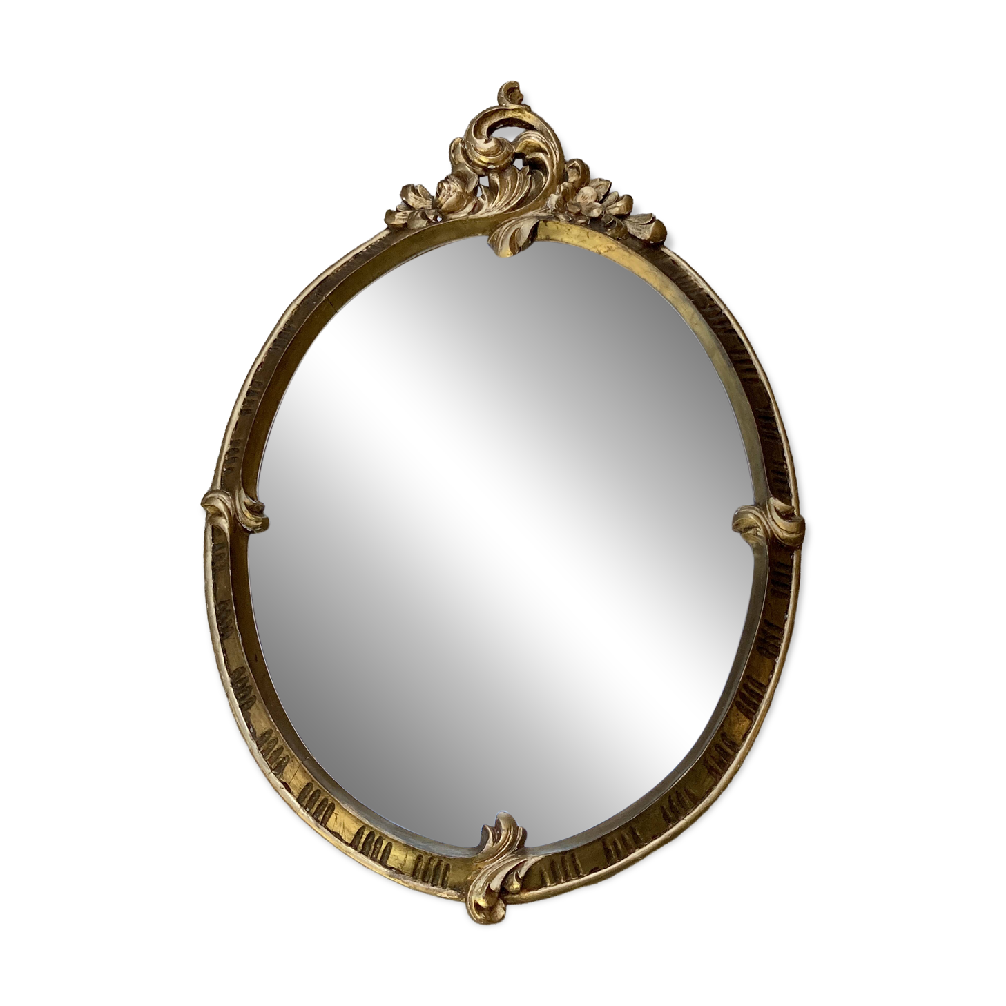 Oval mirror - wood and gilded stucco with decoration of