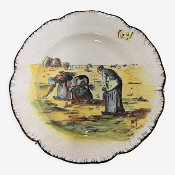 Assiette plate faïence ancienne céramique française vintage collection Almi