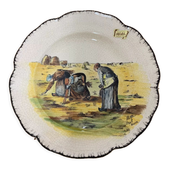 Flat plate earthenware old French ceramic vintage Almi collection