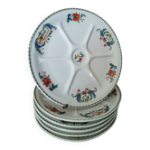 Set of 6 oyster plates in porcelain from Paris - Poppy model