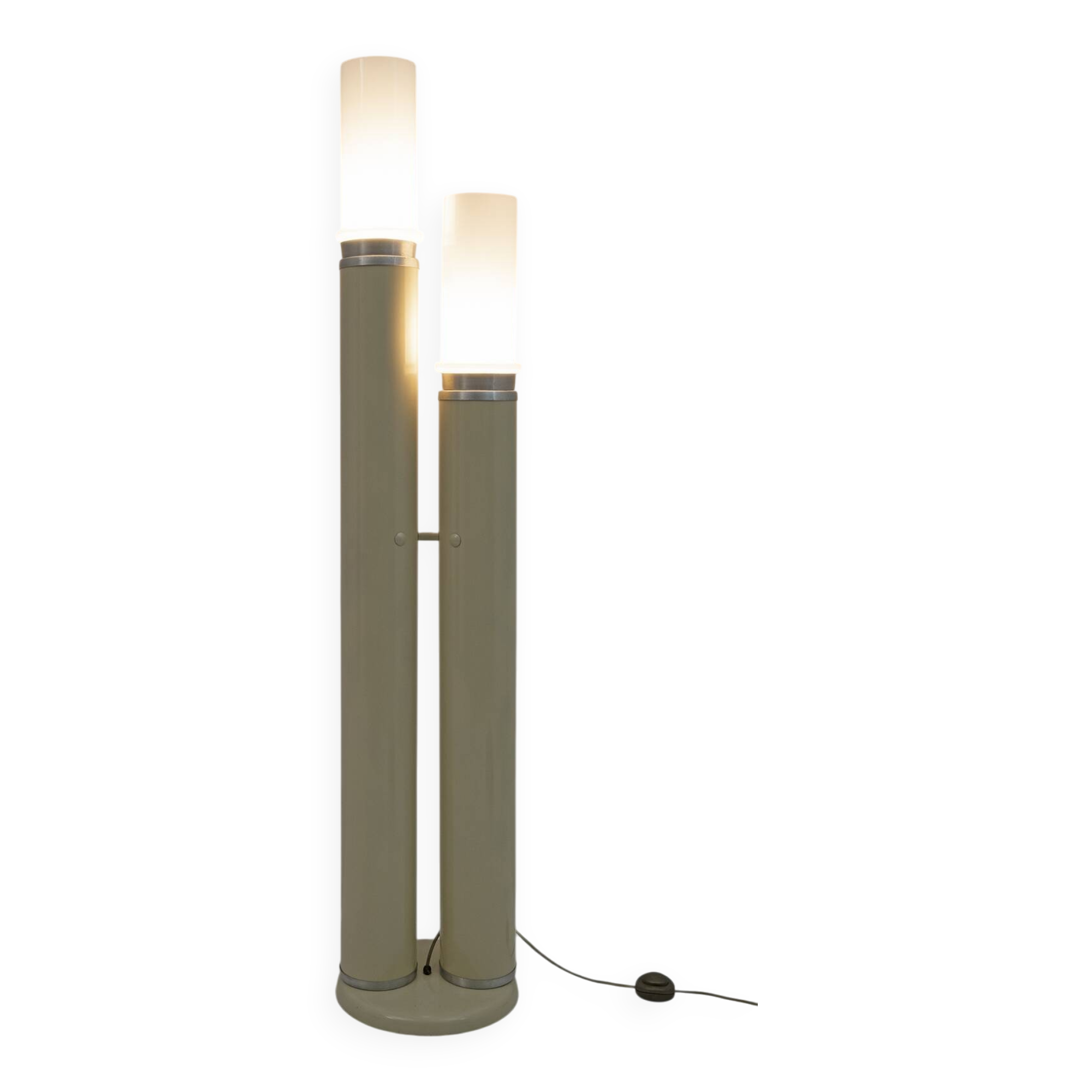 Space Age Opaline Glass and Lacquered Metal Cylinders Floor Lamp, 1970s