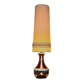 Lampe de sol céramique et bouclettes années 70