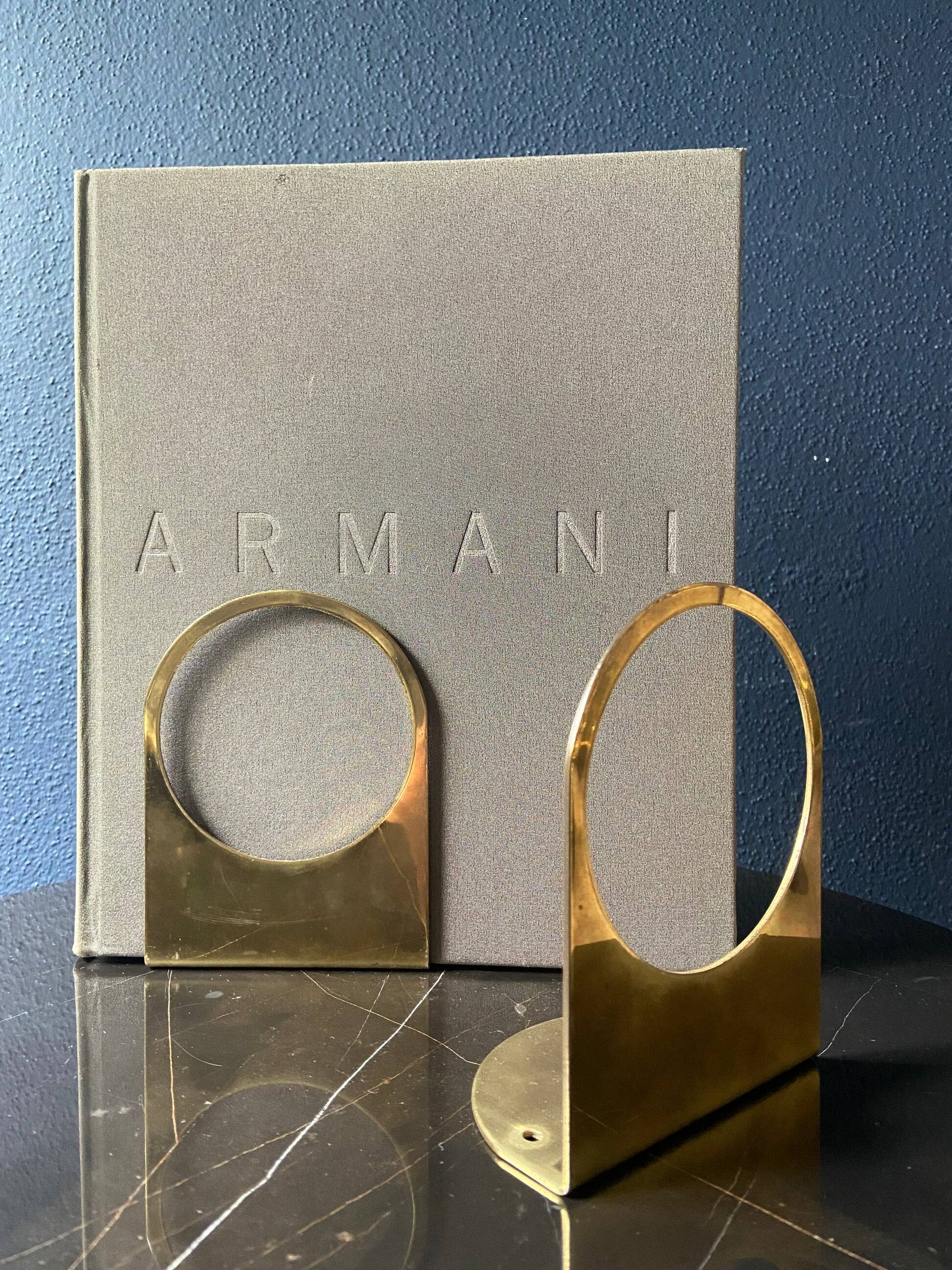 Brass bookends marked Hans-Agne Jakobsson, Sweden, 1960s.