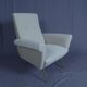 Pair of low armchairs in brass and textile. Italy 1950s