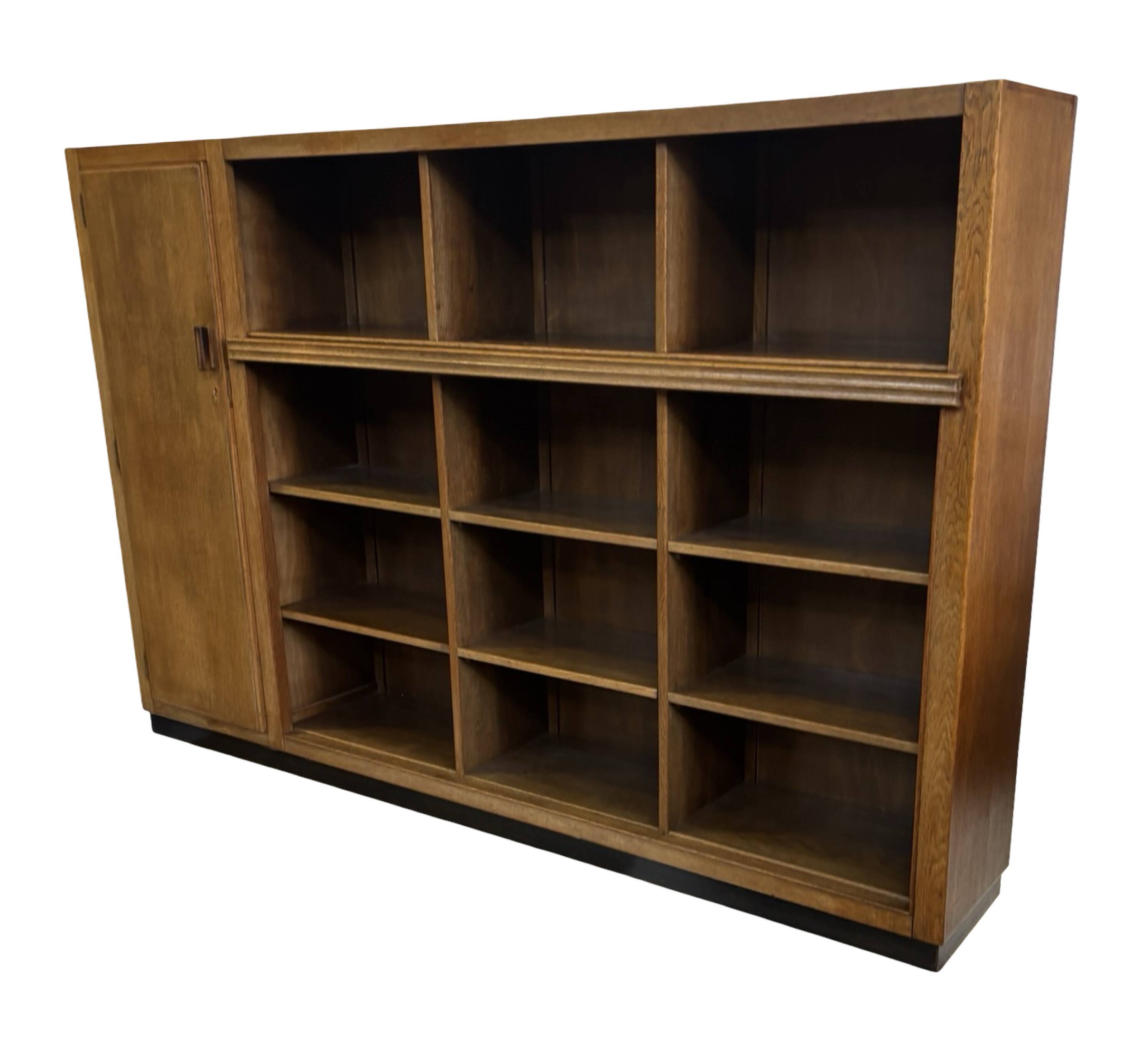 Art Deco XL Wall Cabinet Bookcase 1930s Oak Open Cabinet The Netherlands