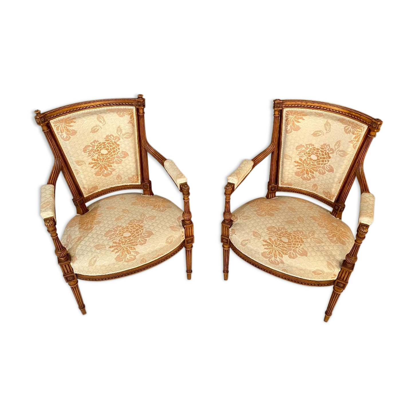Paire de fauteuils cabriolet de style louis xvi epoque xixeme
