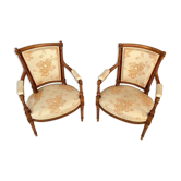 Pair of armchairs cabriolet style louis xvi period xixth