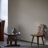 African elephant stool in carved wood, mid-century in Wabi Sabi style, 1940s.