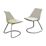 Pair of 70's smoked plexiglass and chrome chairs