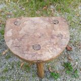 Tripod stool in raw wood