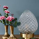 Vintage globe table lamp in diamond-point glass