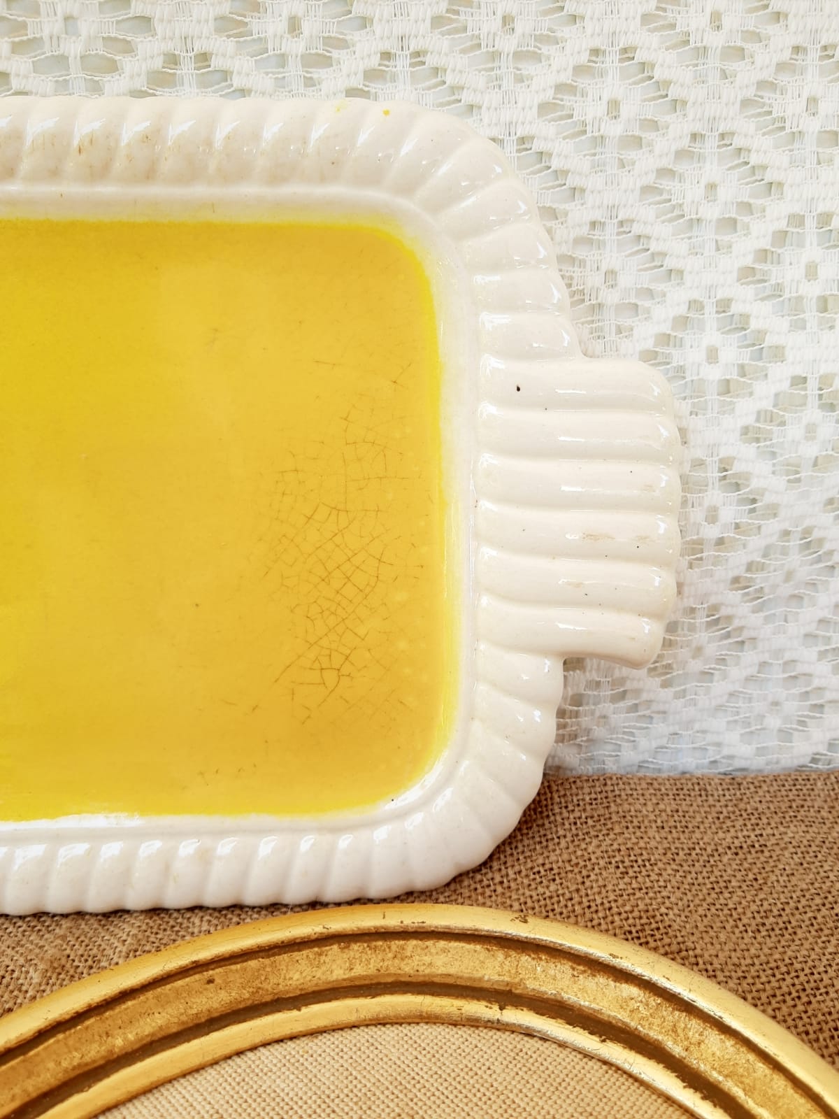 Longwy France Yellow Dessert Service