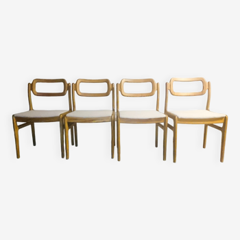 4 chairs by Johannes Andersen for Uldum Møbelfabrik, pine, Scandinavian design, Denmark 1960's